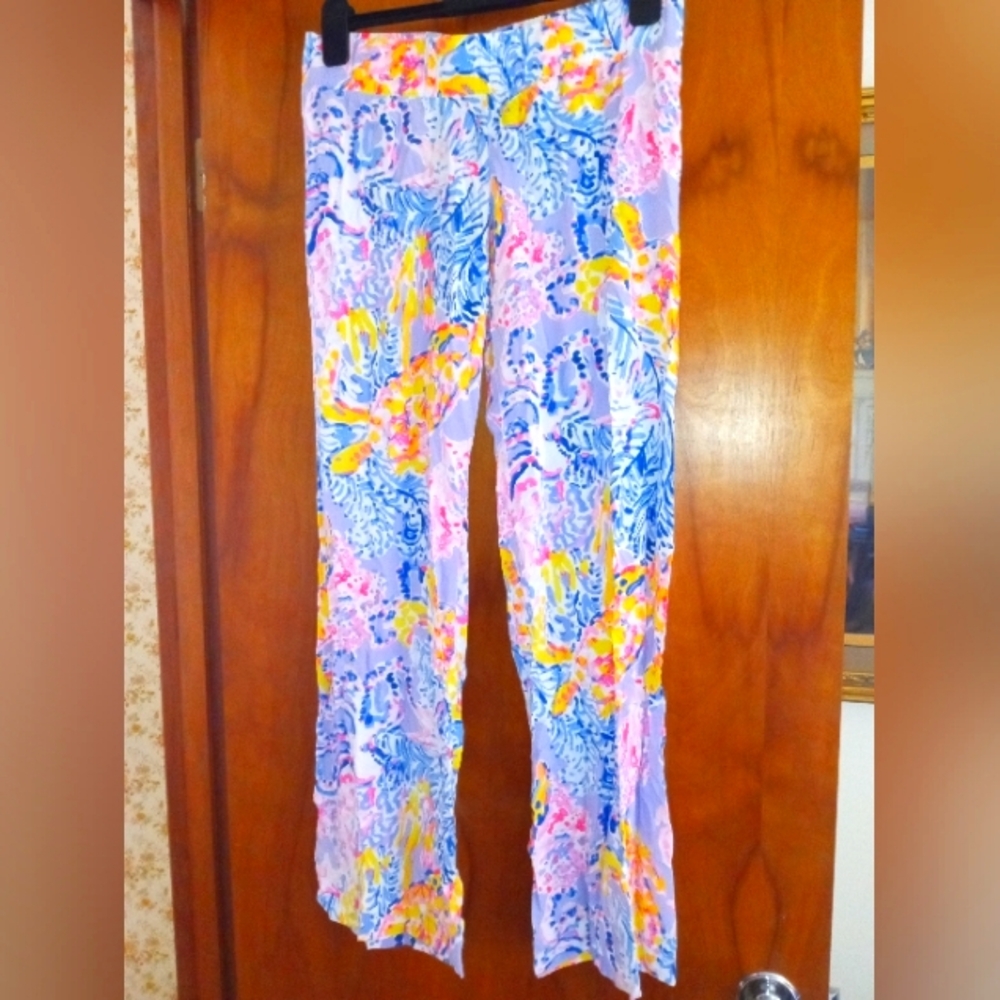 Lily Pulitzer Summer Floral Flared Pants Size S